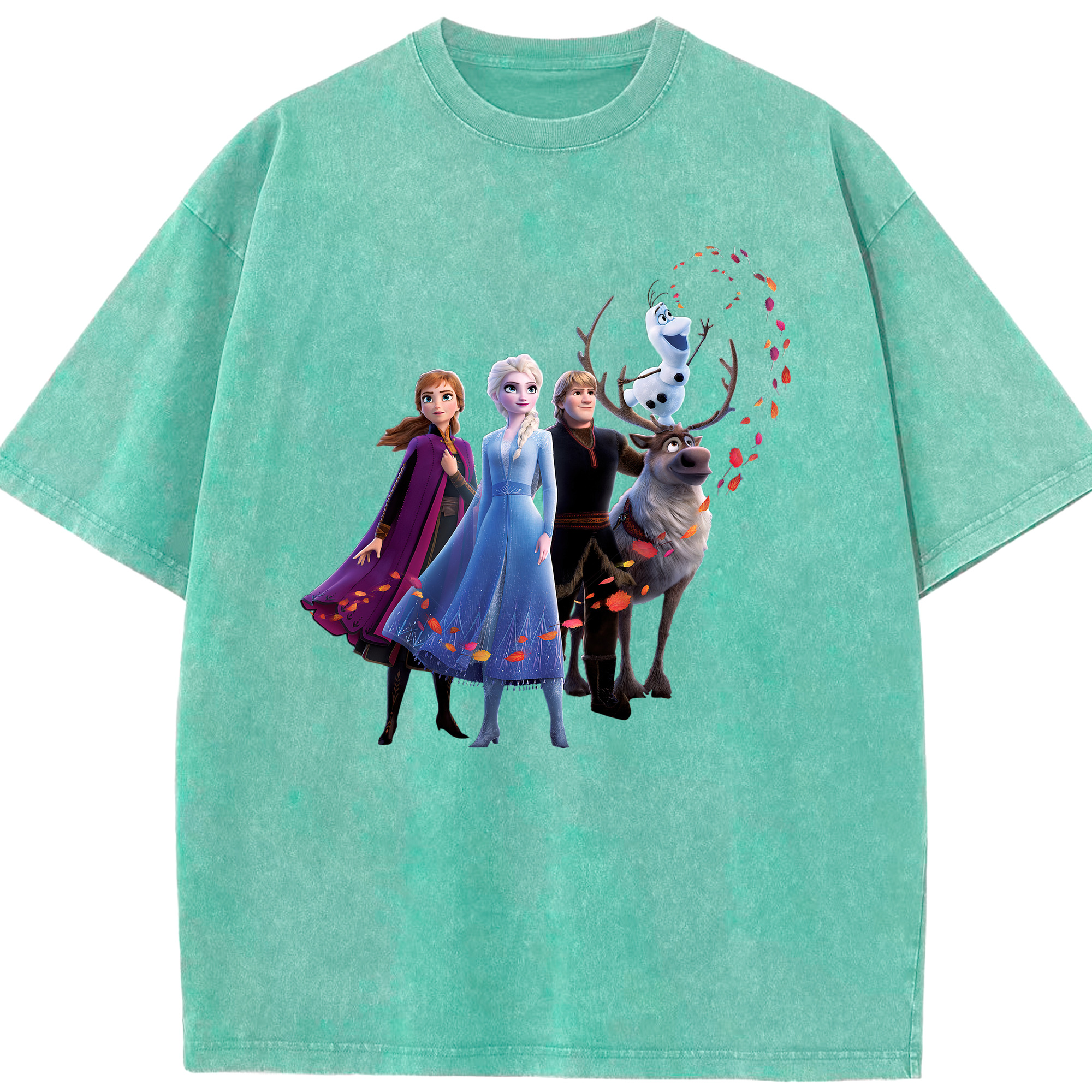 （画像用） アナと雪の女王 アンナ エルサ Frozen Anna Elsa 綿100% ヴィンテージ風 半袖Tシャツ（フロントプリント）